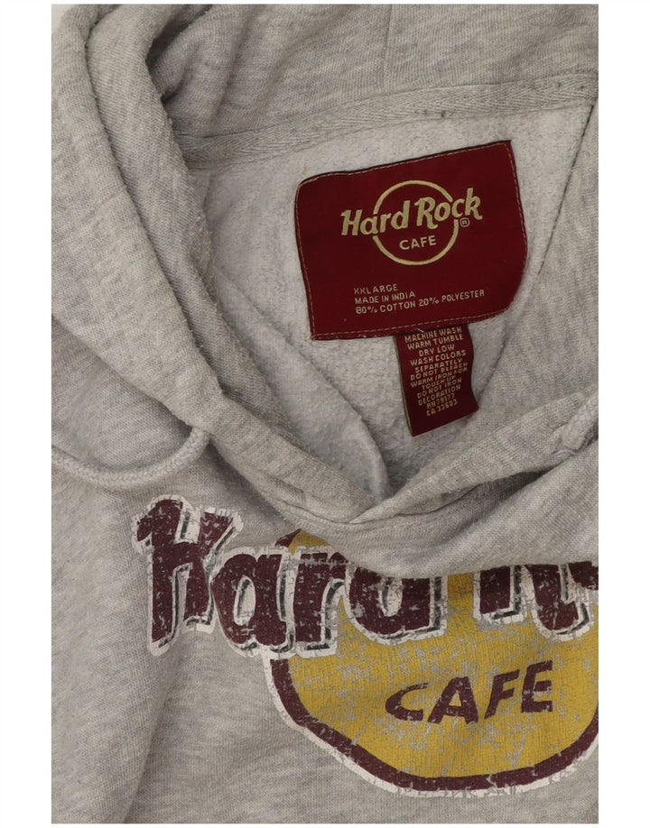Hard Rock Cafe Herren Barcelona Graphic Hoodie Pullover 2XL Grau gefleckte Baumwolle