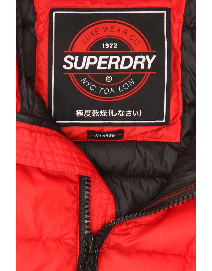 SUPERDRY Damen Wattierte Weste UK 18 XL Rot Polyester