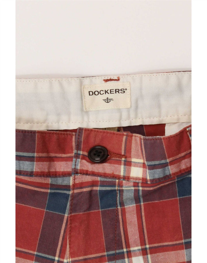 Dockers Herren-Chinoshorts W34, große Baumwolle mit rotem Karomuster