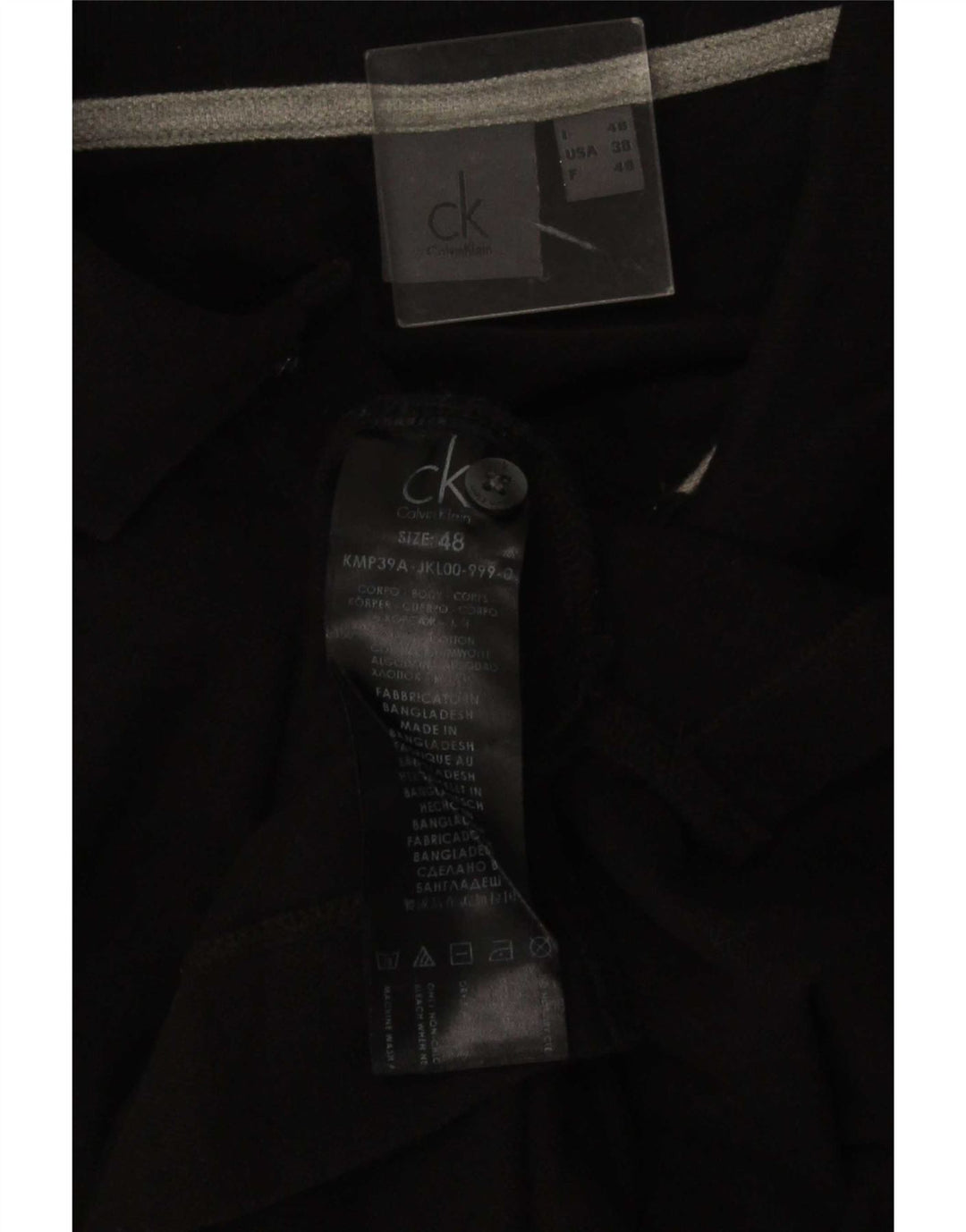 Calvin Klein Herren Poloshirt IT 48 Mittelschwarze Baumwolle