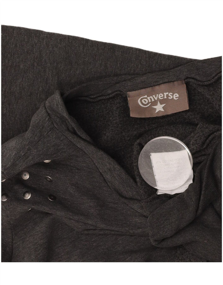 CONVERSE Womens Sweatshirt Jumper UK 14 Medium Grey Cotton