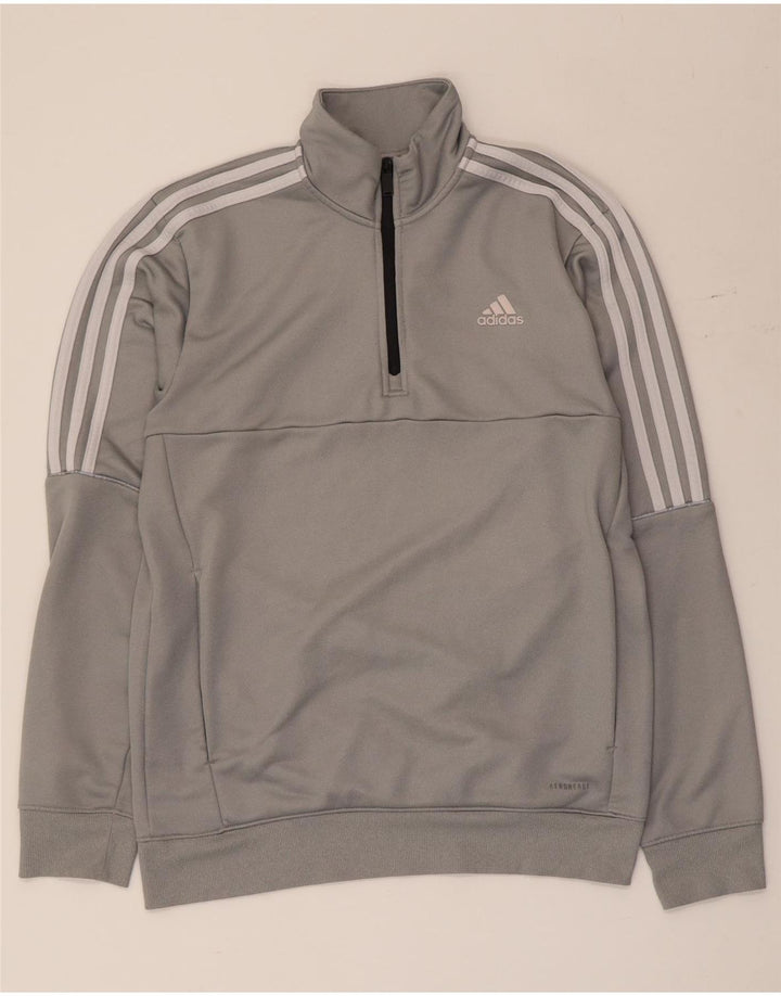 Adidas Herren-Sweatshirt mit Reißverschluss, klein, grau, Polyester