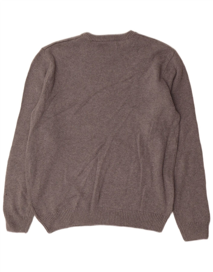 CHAPS Herren-Pullover mit Rundhalsausschnitt, Größe L, aus grauer Baumwolle