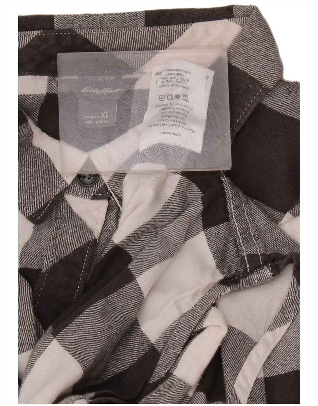 Eddie Bauer Damen-Flanellhemd mit lockerer Passform, UK 18, XL, schwarze Gingham-Baumwolle