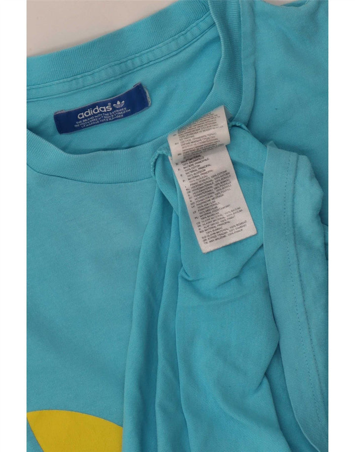 Adidas Herren Grafik-T-Shirt aus mittelblauer Baumwolle