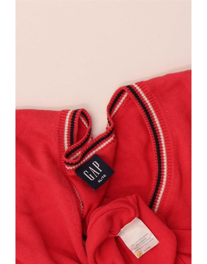 Gap Herren-Pullover mit V-Ausschnitt, XL, rote Baumwolle