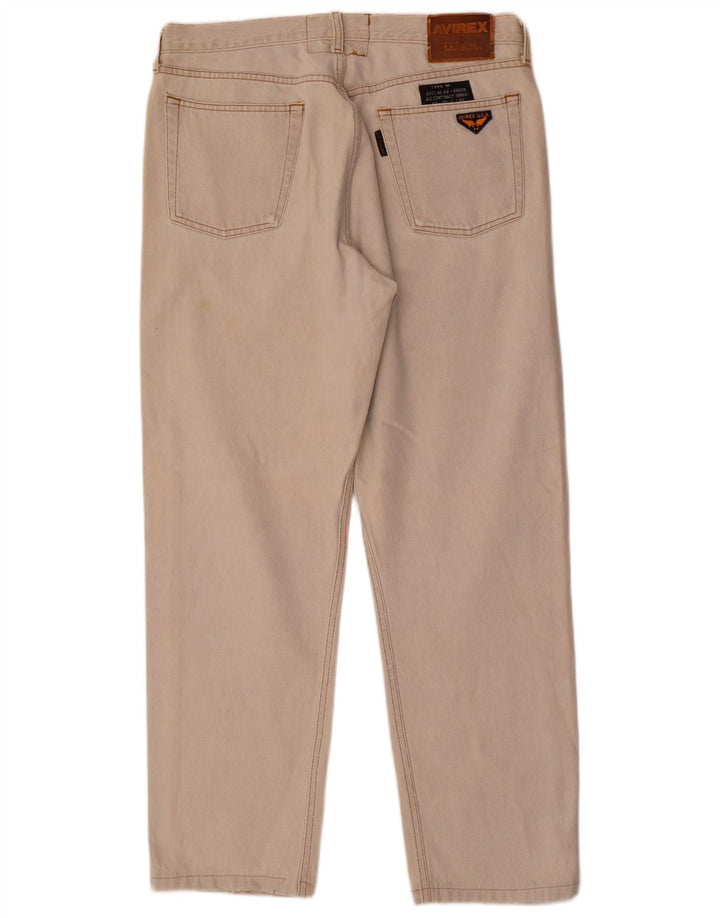 Avirex Herren Straight Jeans W36 L30 Beige Baumwolle