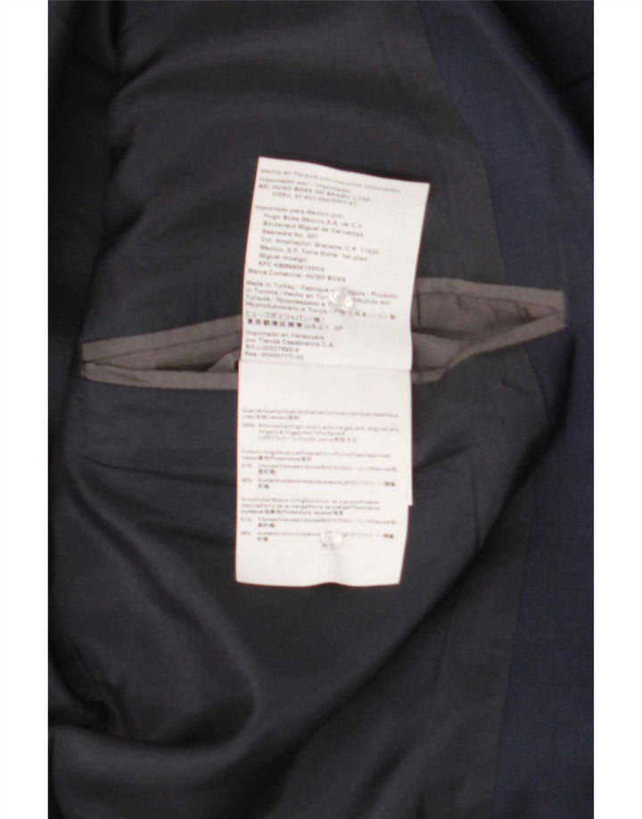 Hugo Boss Herren-Blazer mit 2 Knöpfen, EU 46, klein, marineblaue Schurwolle