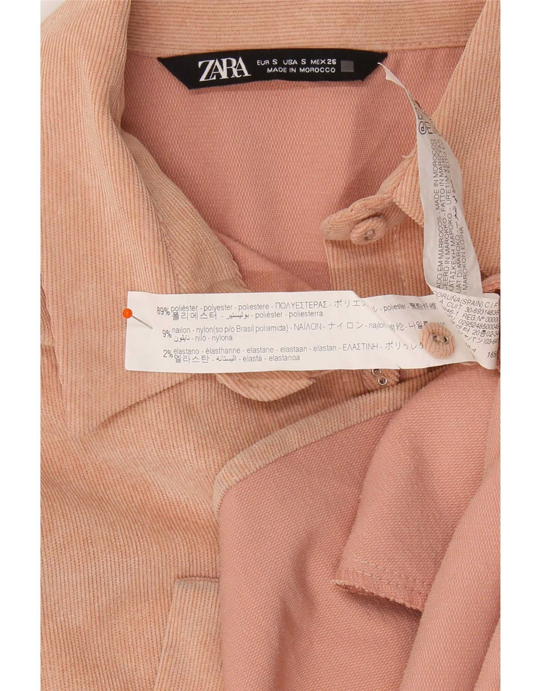 Übergroßes Velours-Hemd von Zara für Damen, UK 10, klein, rosa, Polyester