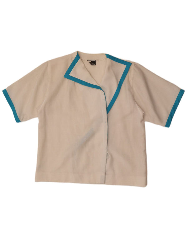 Luisa Spagnoli Damen-Cardigan-Oberteil IT 46 Large Weiß Colourblock Polyester