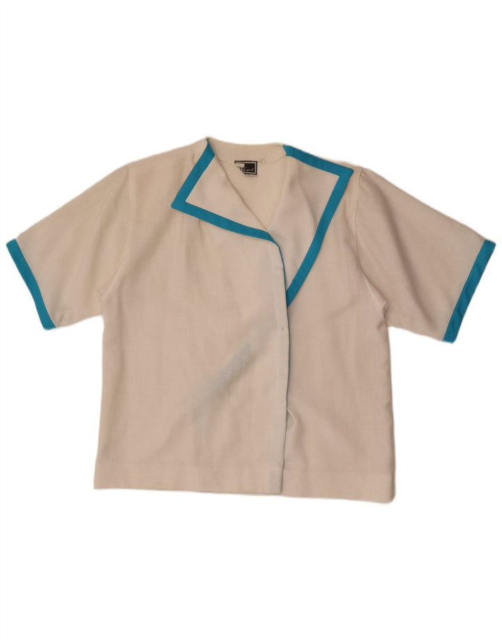 Luisa Spagnoli Damen-Cardigan-Oberteil IT 46 Large Weiß Colourblock Polyester