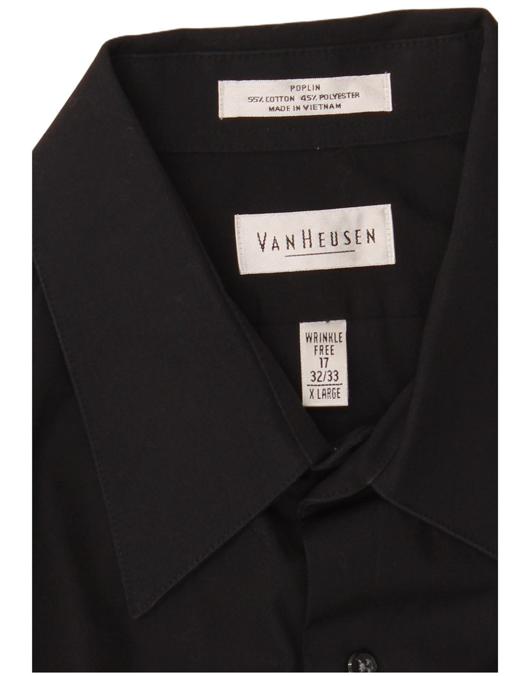 Van Heusen Herrenhemd Größe 17 XL Schwarze Baumwolle