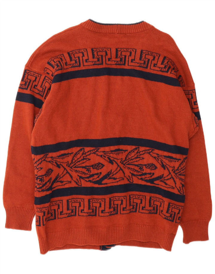 ICEBERG Herren-Cardigan mit grafischem Muster, mittelbraune geometrische Schurwolle