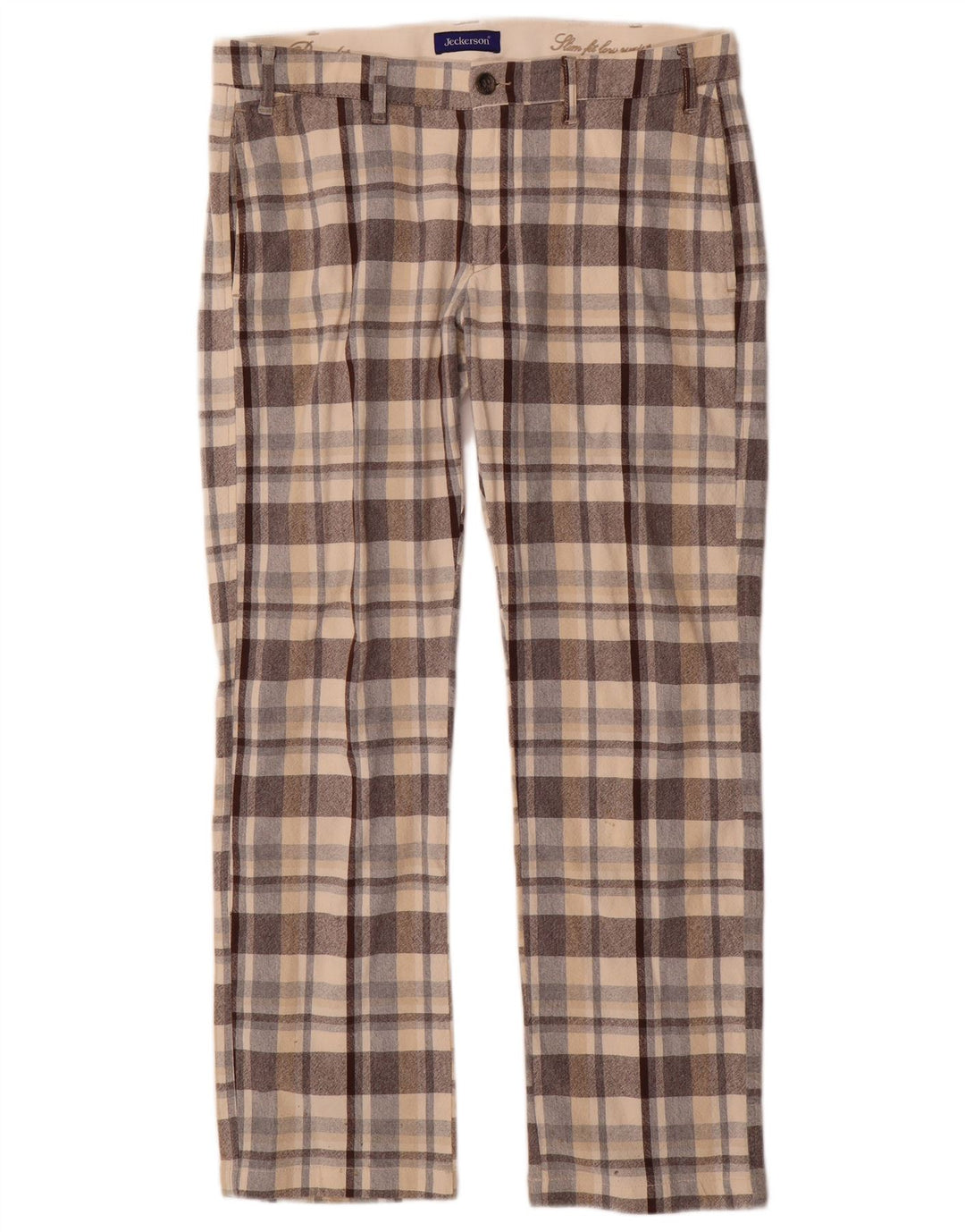 Jeckerson Herren Straight Chino Hose W34 L30 Grau kariert