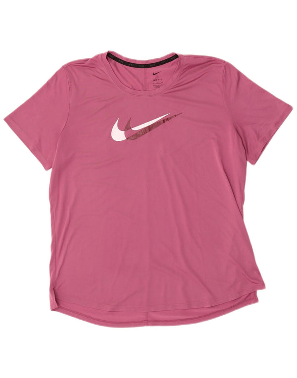 NIKE Damen Dri Fit Graphic T-Shirt Top UK 18 XL Rosa