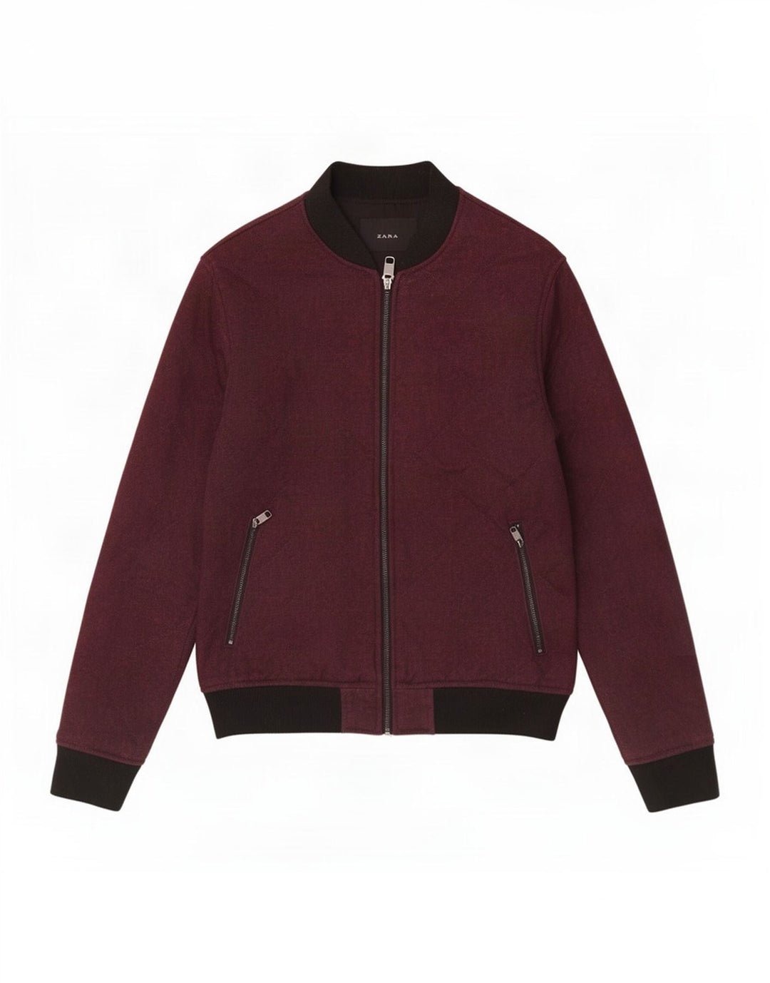 Zara Herren Bomberjacke UK 36 Small Burgund Colourblock Polyester