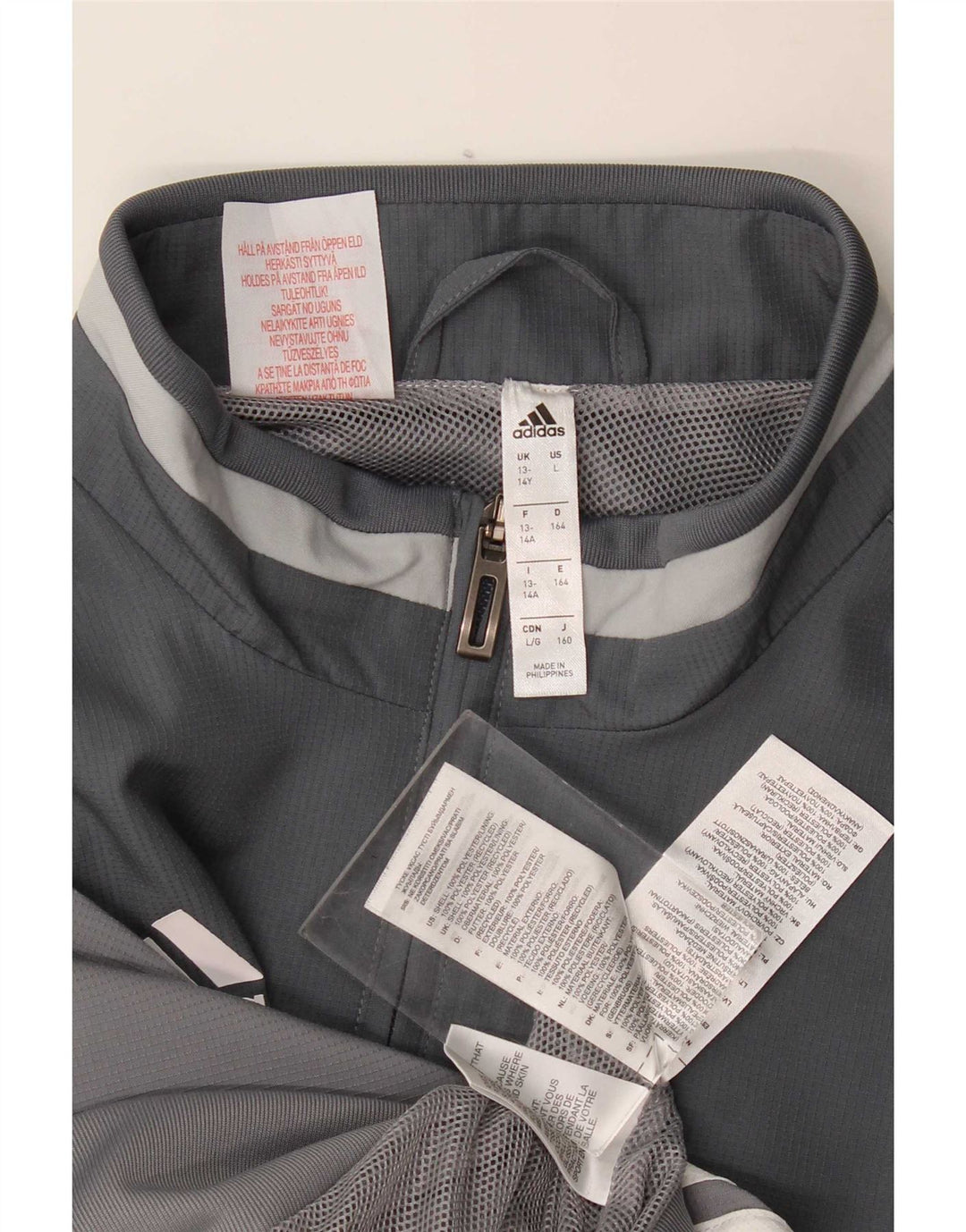 Adidas Jungen Climalite Trainingsanzug Top Jacke 13–14 Jahre Grau Farbblock
