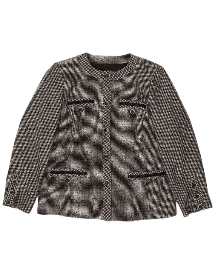 Marina Rinaldi Damen-Blazerjacke mit 5 Knöpfen, Größe 23, groß, grauer Hahnentrittmuster