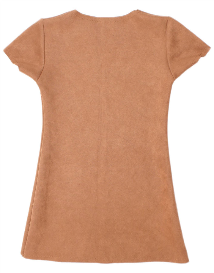 Vintage-Etuikleid für Mädchen, 3–4 Jahre, braunes Polyester