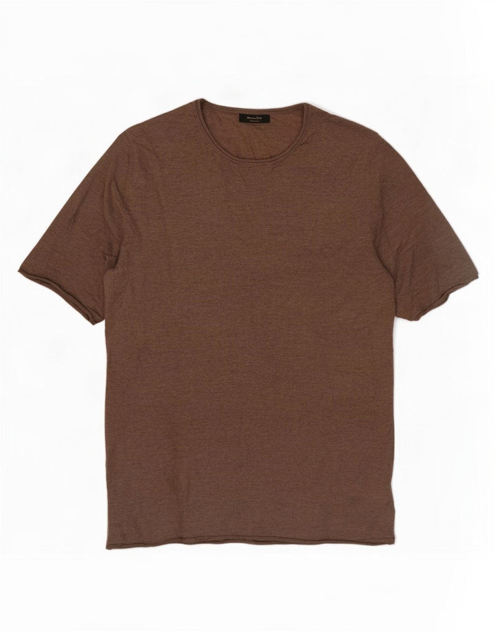 Massimo Dutti Damen-Pullover mit Rundhalsausschnitt, Gr. 10, Größe S, Braun