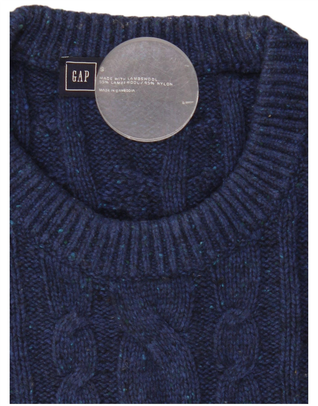 Gap Herren-Pullover mit Rundhalsausschnitt, Größe S, marineblaue Lammwolle