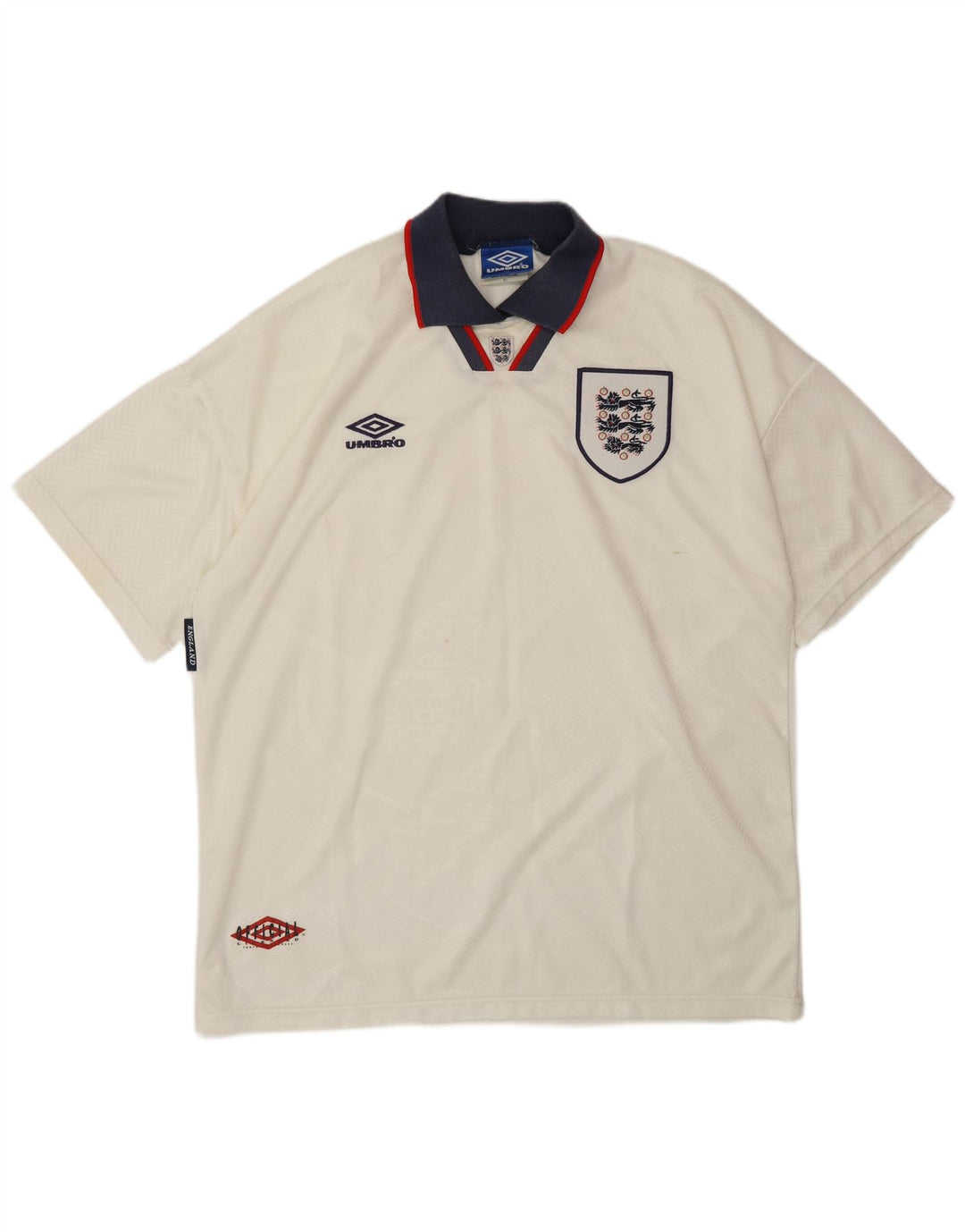 UMBRO Herren England 1993-1994 Home Graphic Poloshirt XL Weiß Polyester