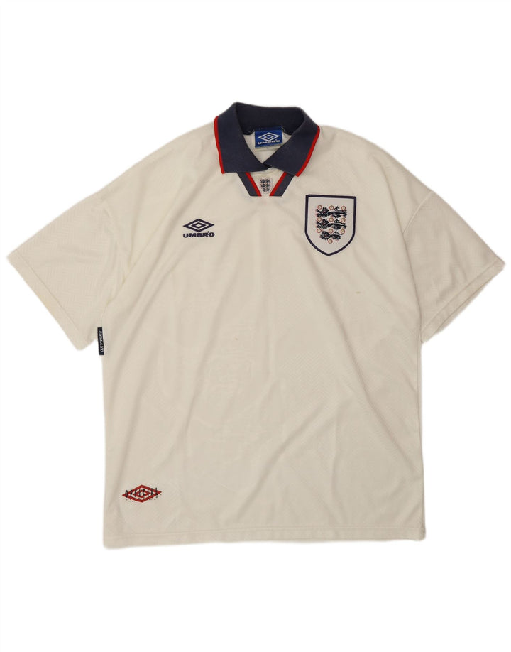 UMBRO Herren England 1993-1994 Home Graphic Poloshirt XL Weiß Polyester