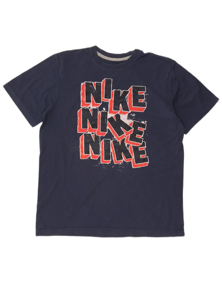 NIKE Mens Regular Fit Graphic T-Shirt Top Large Navy Blue