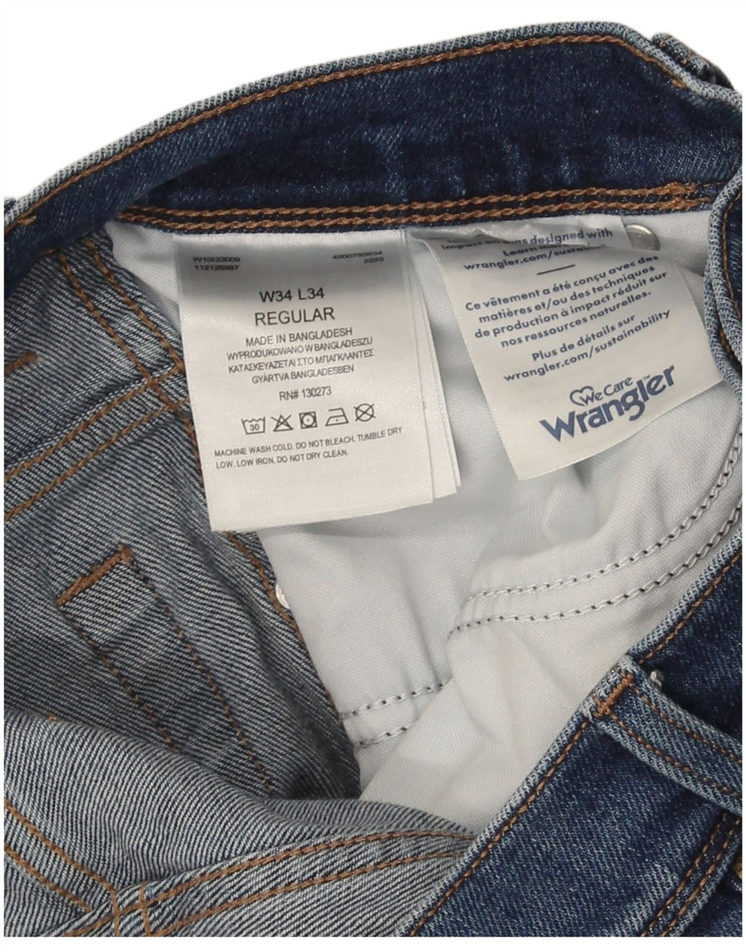 Wrangler Herren Straight Jeans W34 L34 Blaue Baumwolle