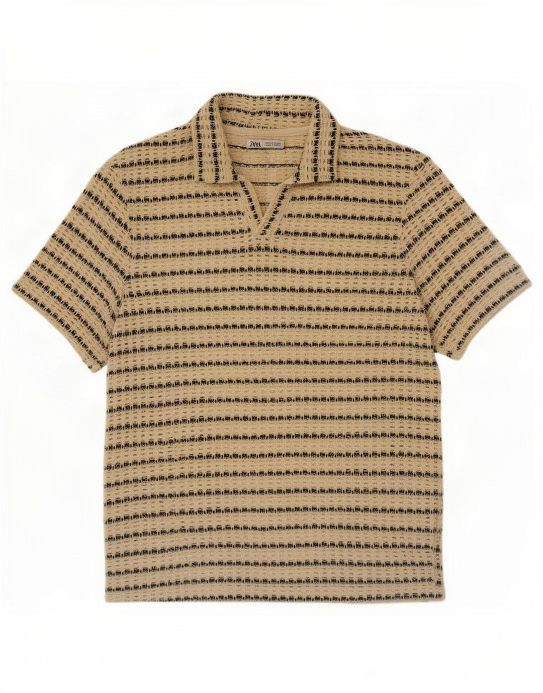 Durchsichtiges Poloshirt für Herren von Zara aus mittelgelber, gestreifter Baumwolle