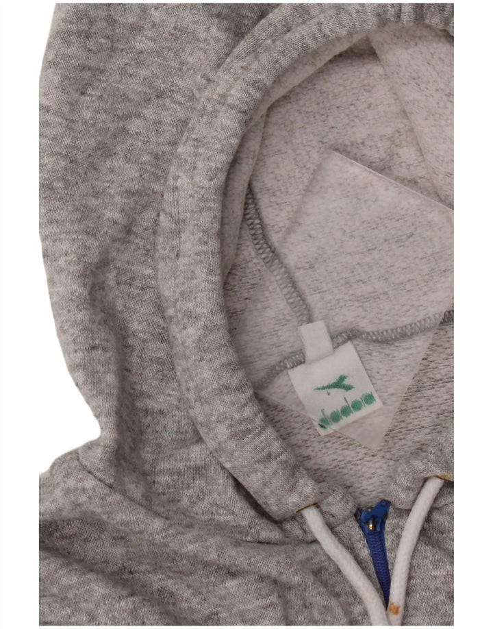 DIADORA Übergroßer Grafik-Hoodie-Pullover für Damen, UK 12, Mittelgrau
