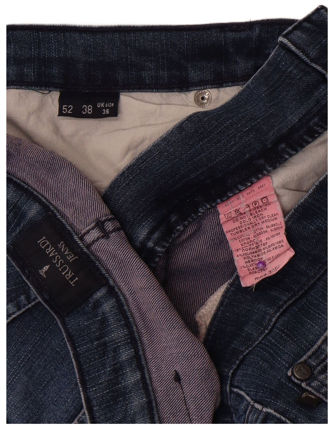 Trussardi Herren Straight Jeans W36 L32 Blaue Baumwolle
