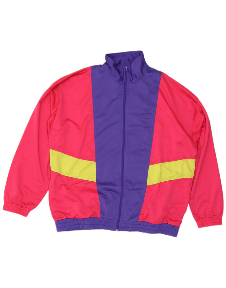 Vintage Herren Trainingsanzug Top Jacke 2XL Rot Colourblock Polyester