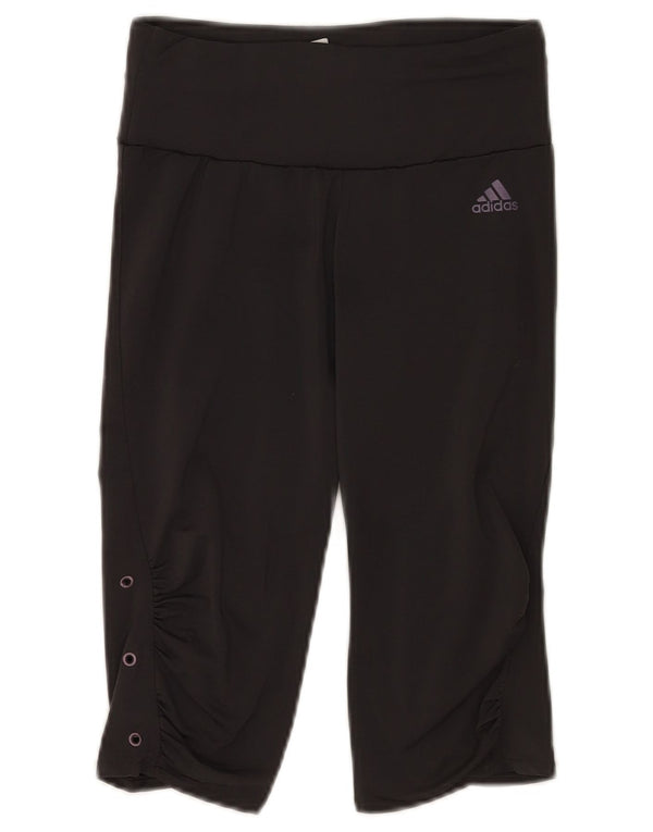 Adidas Damen Capri-Leggings UK 12 Medium Schwarz Polyester Sport