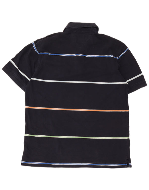 Tommy Hilfiger Herren-Poloshirt aus mittelblauer, gestreifter Baumwolle