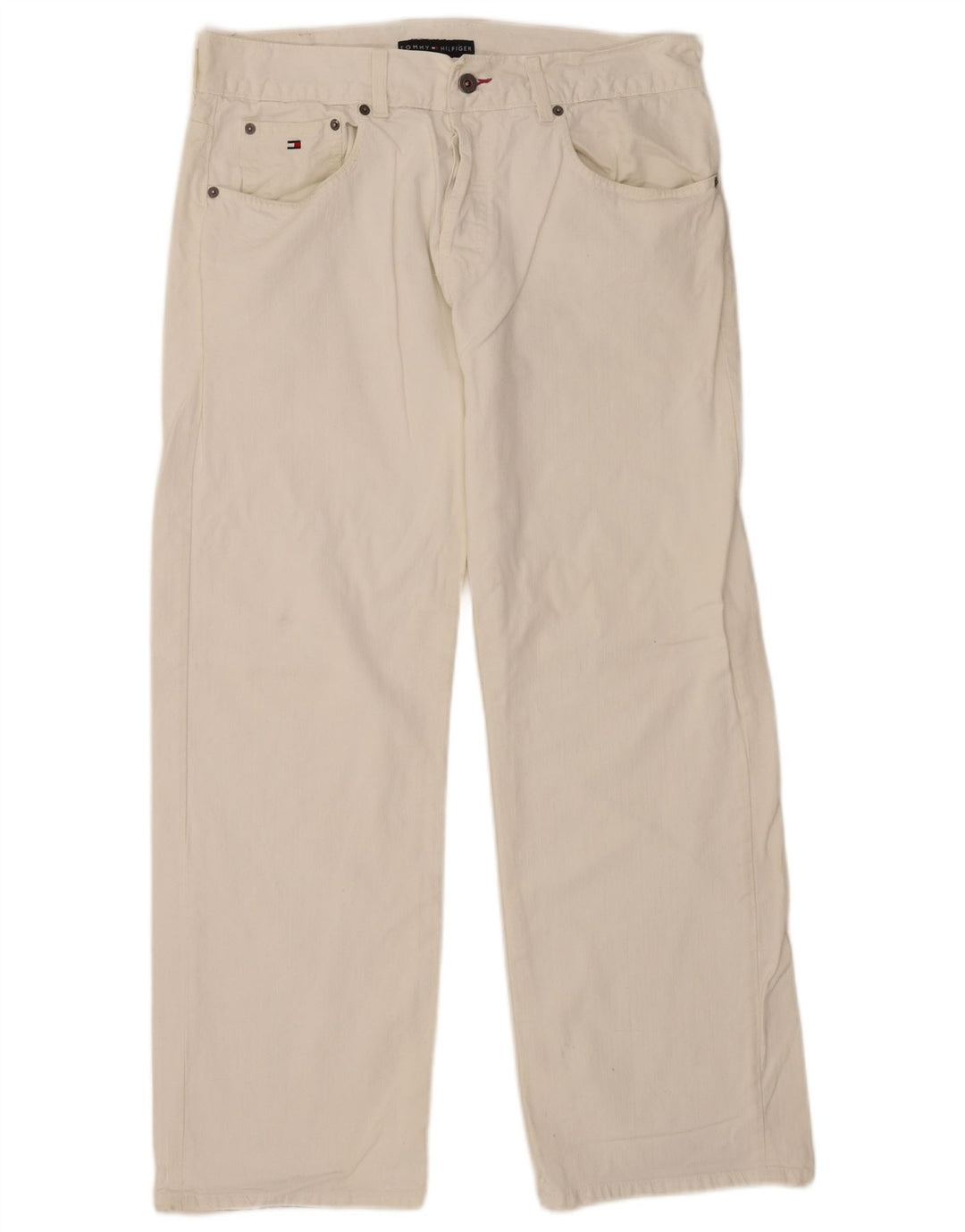 Tommy Hilfiger Herren Straight Jeans W36 L30 Weiße Baumwolle