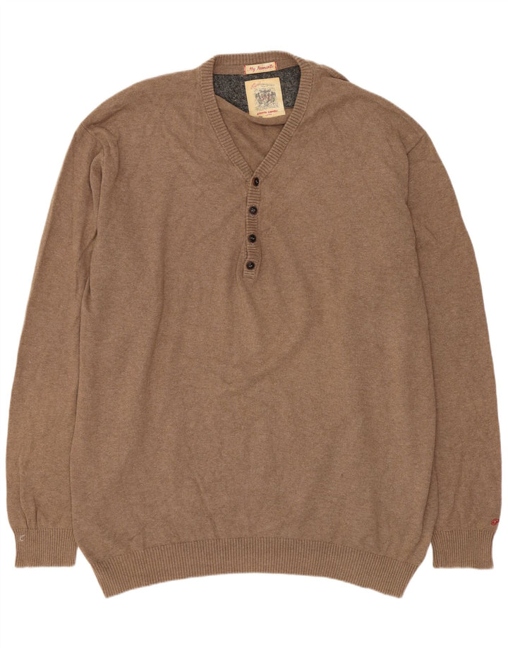 Pierre Cardin Herren-Pullover mit V-Ausschnitt, 4XL, beige Baumwolle