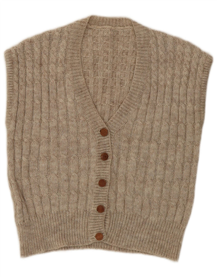 Vintage Damen Cardigan Pullover UK 14 Medium Beige