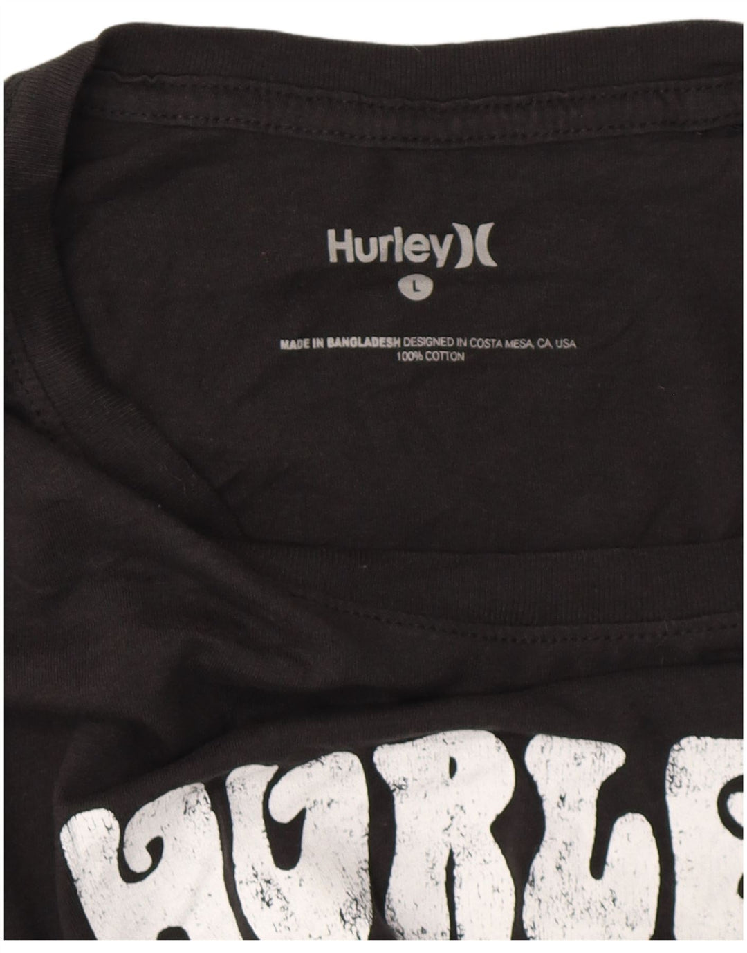 HURLEY Herren-T-Shirt mit Grafik, Größe L, aus schwarzer Baumwolle