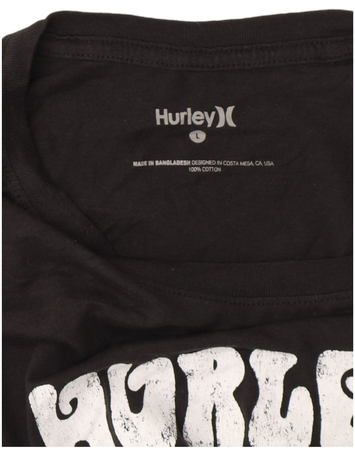 HURLEY Herren-T-Shirt mit Grafik, Größe L, aus schwarzer Baumwolle