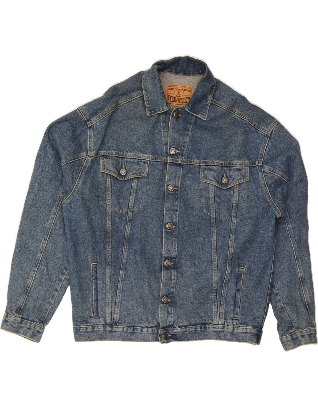 VINTAGE Herren Jeansjacke UK 40 Große blaue Baumwolle