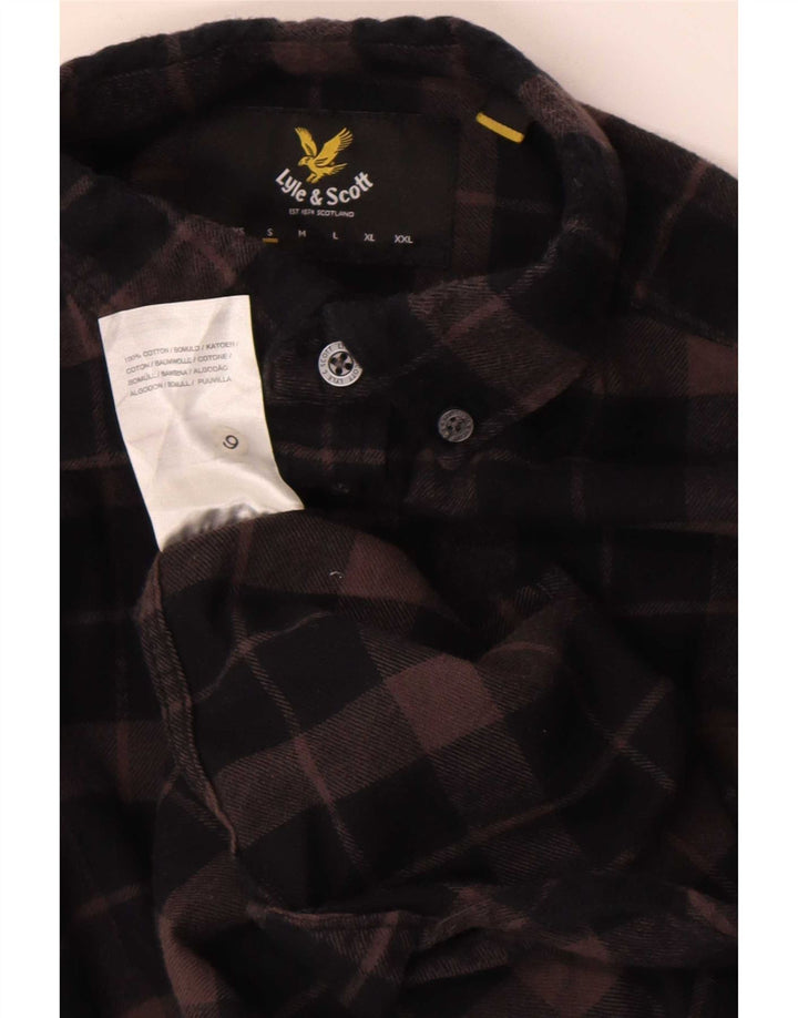 Lyle & Scott Herren-Flanellhemd, klein, braun, kariert, Baumwolle