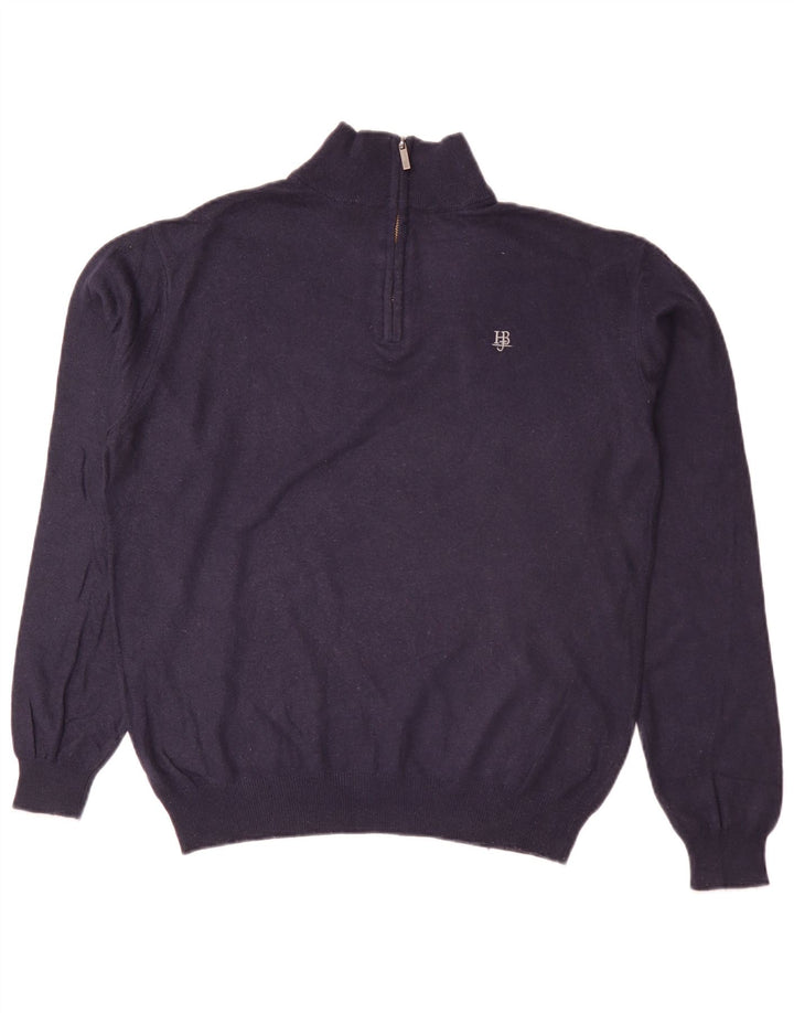 Harmont & Blaine Herren-Pullover mit Reißverschluss am Hals, Größe L, Marineblau