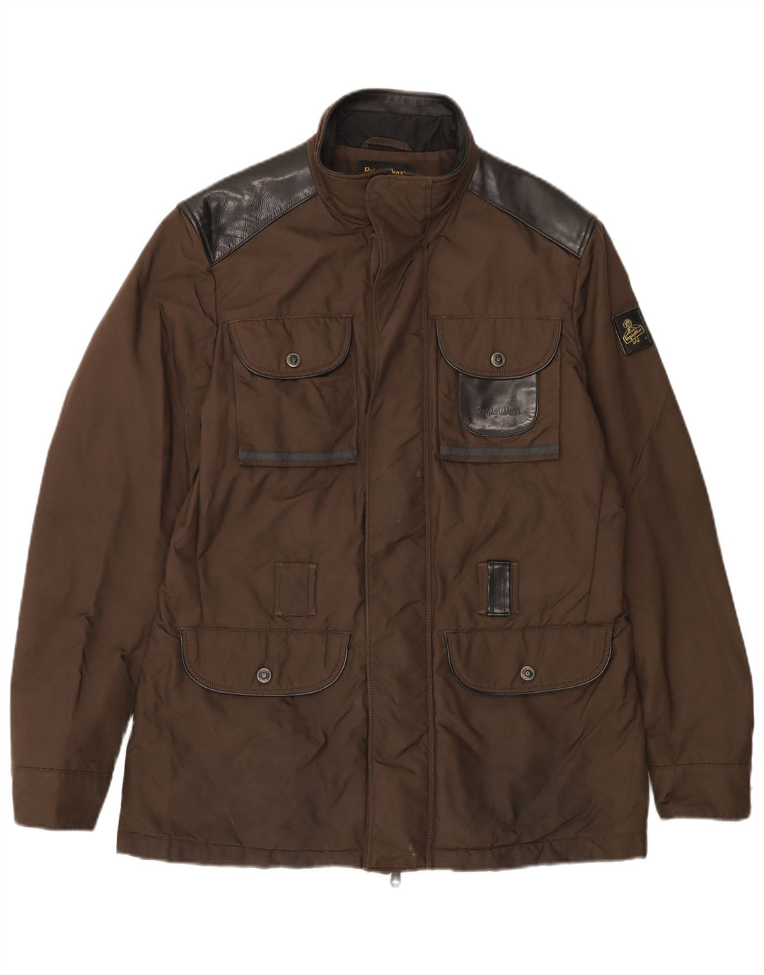 REFRIGIWEAR Herren-Utility-Jacke UK 40 Large Braunes Colourblock-Polyamid