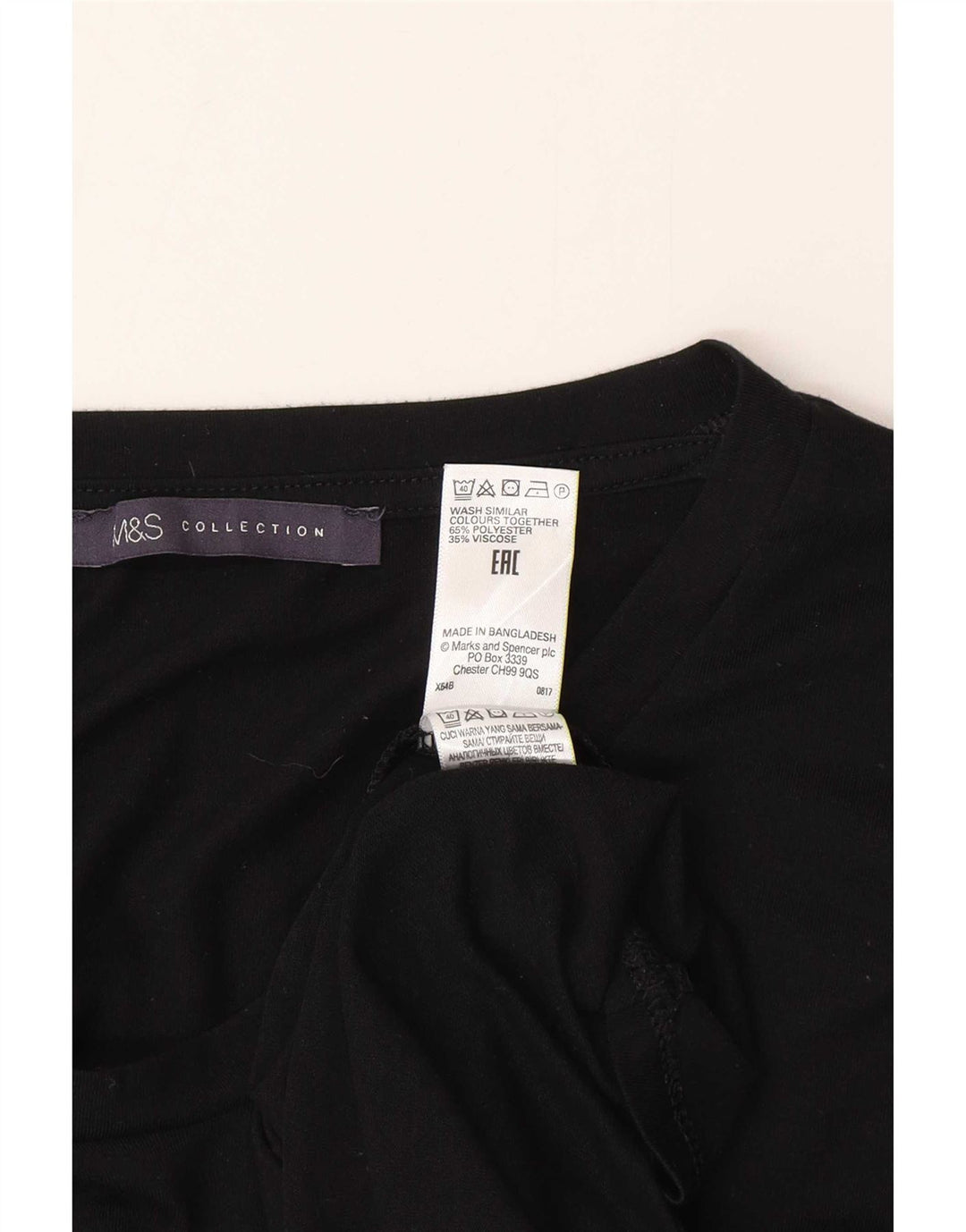 Marks & Spencer Damen Top Langarm UK 10 Small Schwarz Polyester