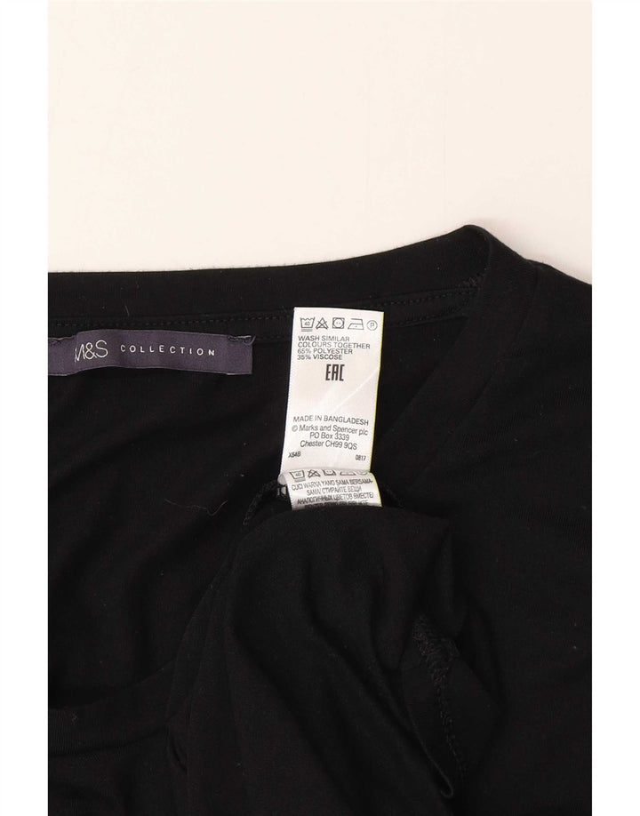 Marks & Spencer Damen Top Langarm UK 10 Small Schwarz Polyester
