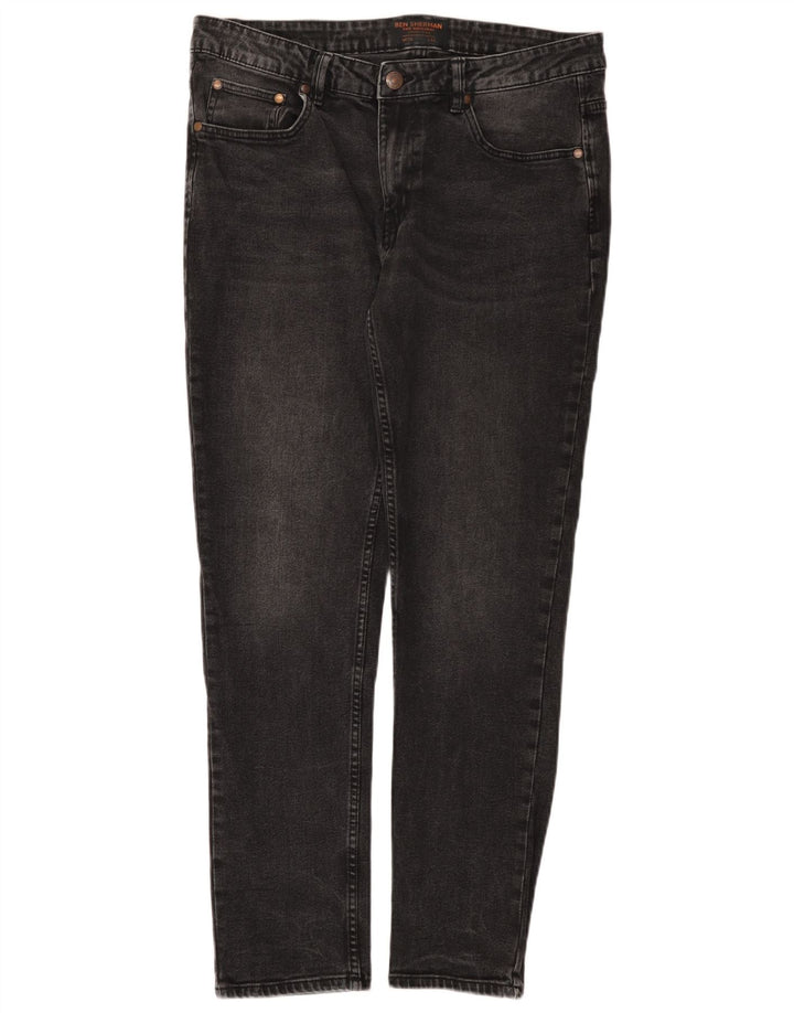 Ben Sherman Herren Brighton Slim Jeans W36 L32 Schwarze Baumwolle