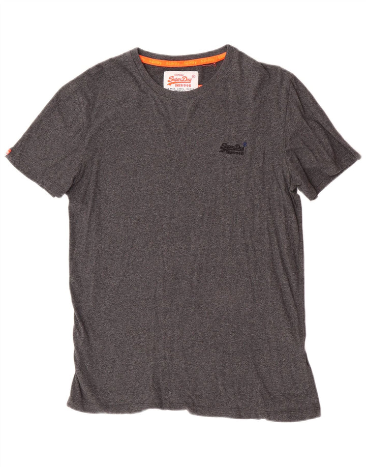 Superdry Herren-T-Shirt-Oberteil, groß, grau gefleckte Baumwolle