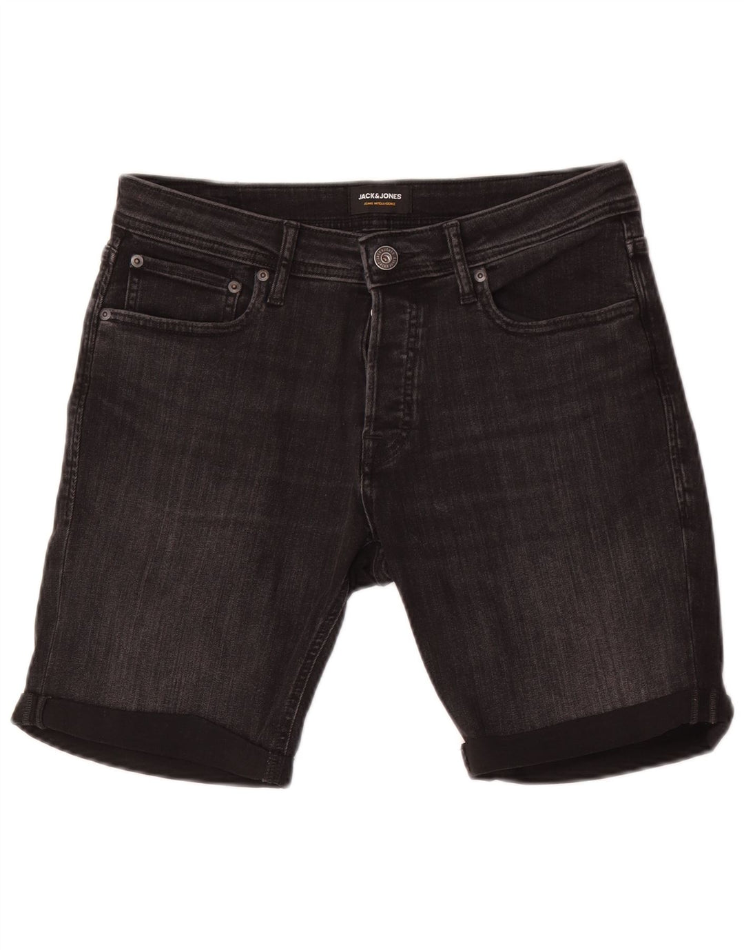 Jack & Jones Herren-Jeansshorts, mittelgroß, W32, schwarze Baumwolle