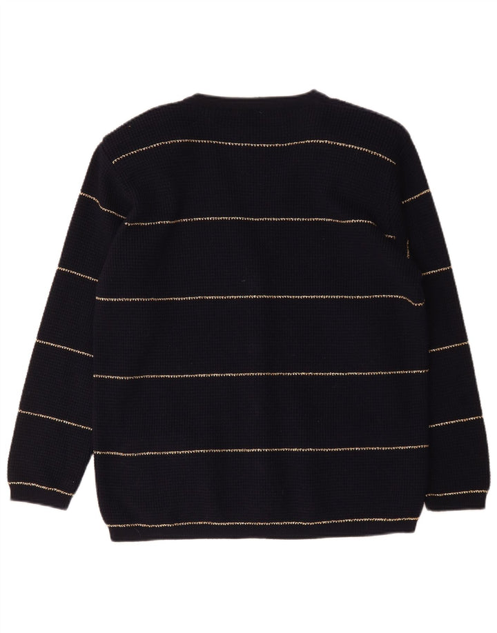 Kyber Damen-Cardigan-Pullover UK 16 Große marineblau gestreifte Wolle